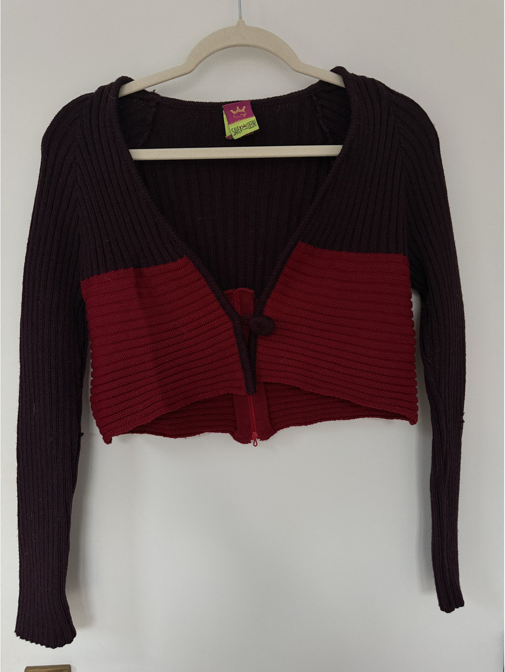 Save The Queen Cropped Red Zipper Bolero